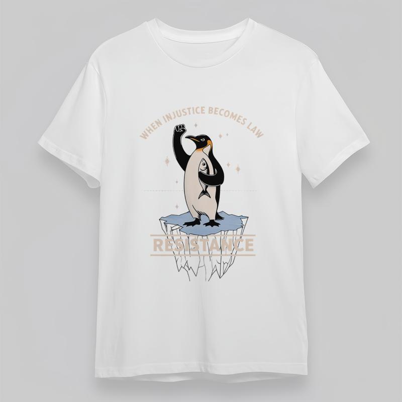 

Women s Plus Size T-Shirt Penguin and Ice Graphic With Resistance Message Tee XL