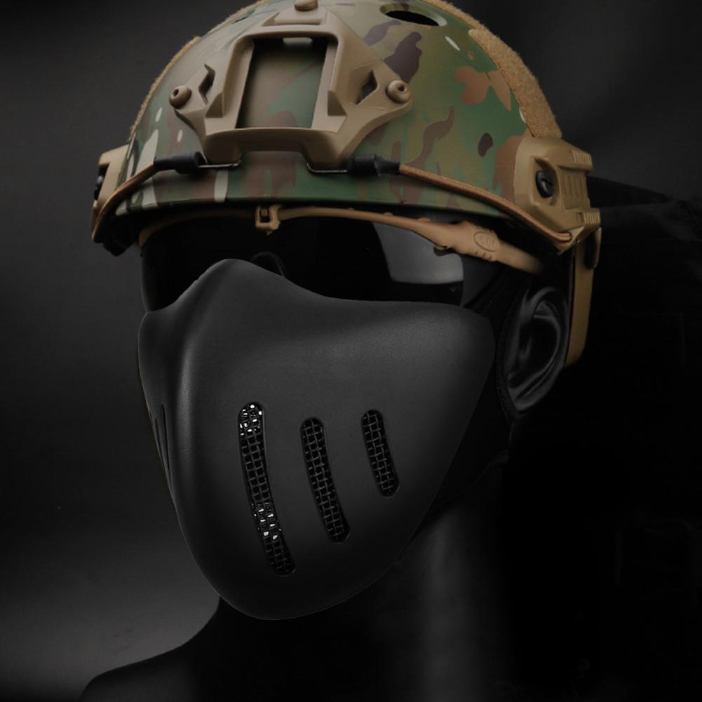 Bouclier Facial Tactique d'Extérieur en TPU Équipement de Protection pour Tir sur Terrain Chasse Jeux de Simulation CS Noir