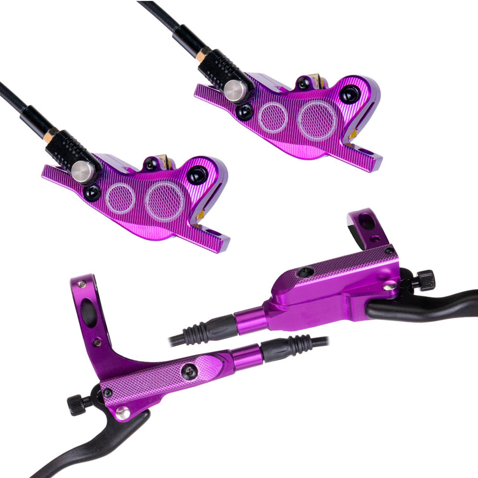 

4 Piston Hydraulic Bike Disc Brake Aluminum Front and Rear Caliper Bicycle Brakes for Road Bike Mountain Bike фиолетовый