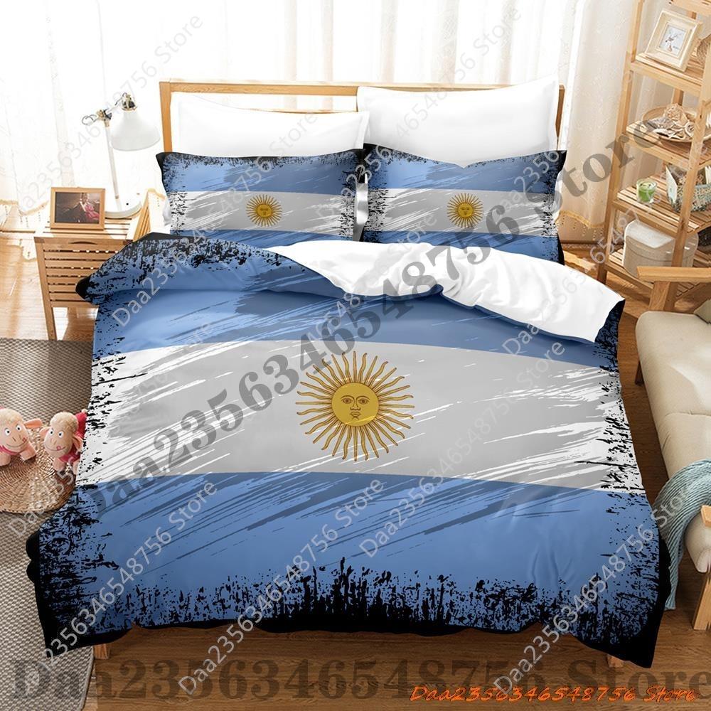 Kpop Cool Argentina Flag Bedding Set Single Twin Full Queen King Size Bed Set Adult Kid Bedroom Duvetcover Sets 3D Print Bed She