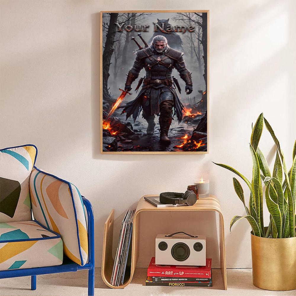 The Witcher 3 Customize Your Name Diamond Painting Round Diamond Diy Frameless Holiday Artwork Suitable For Home Office Wall Decoration