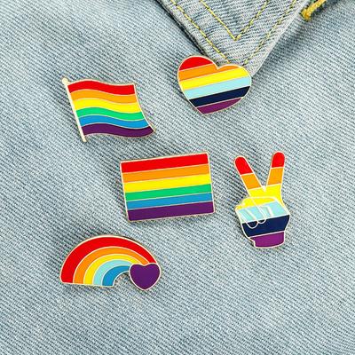Rainbow Cartoon Mini Brooch Metal Pride Buttons Pins Versatile Unisex for Backpack Clothing Decor