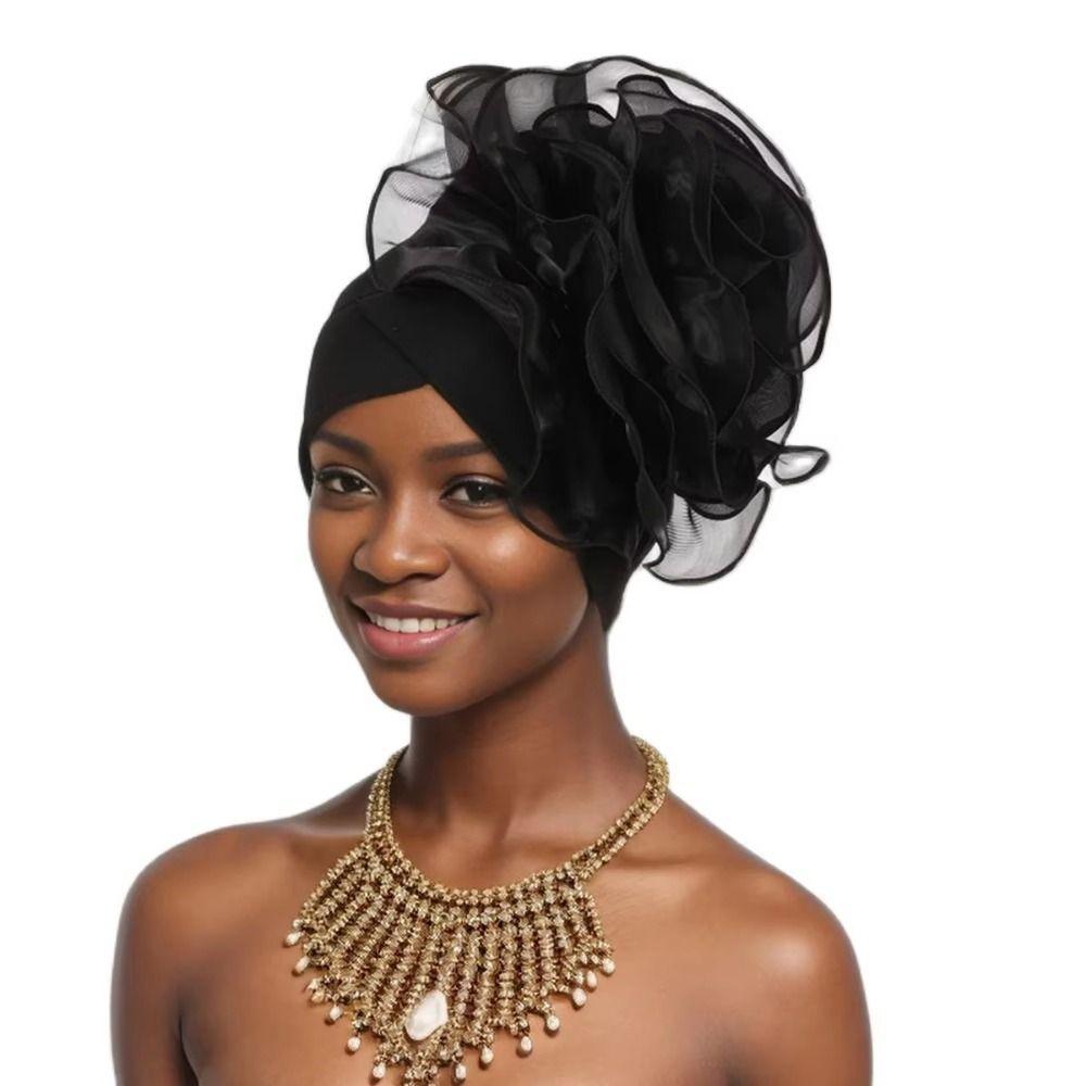 One Size Side Flower Ramadan Hijab Big Flower Islamic Headscarf Women's Turban Cap  Ladies Headwear
