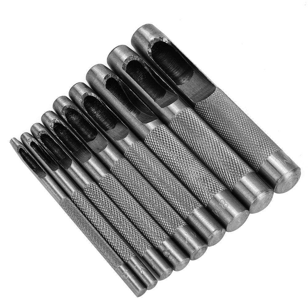 9pcs Leather Hollow Punch Set Belt Hole Puncher Leather Craft Tool 2.5 10mm