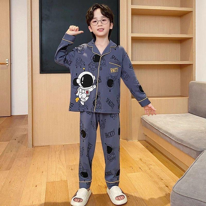 Jungen Cartoon Langarm Pyjama Set für Frühling & Herbst - Mittlere/Große Größen für Mittelschüler
