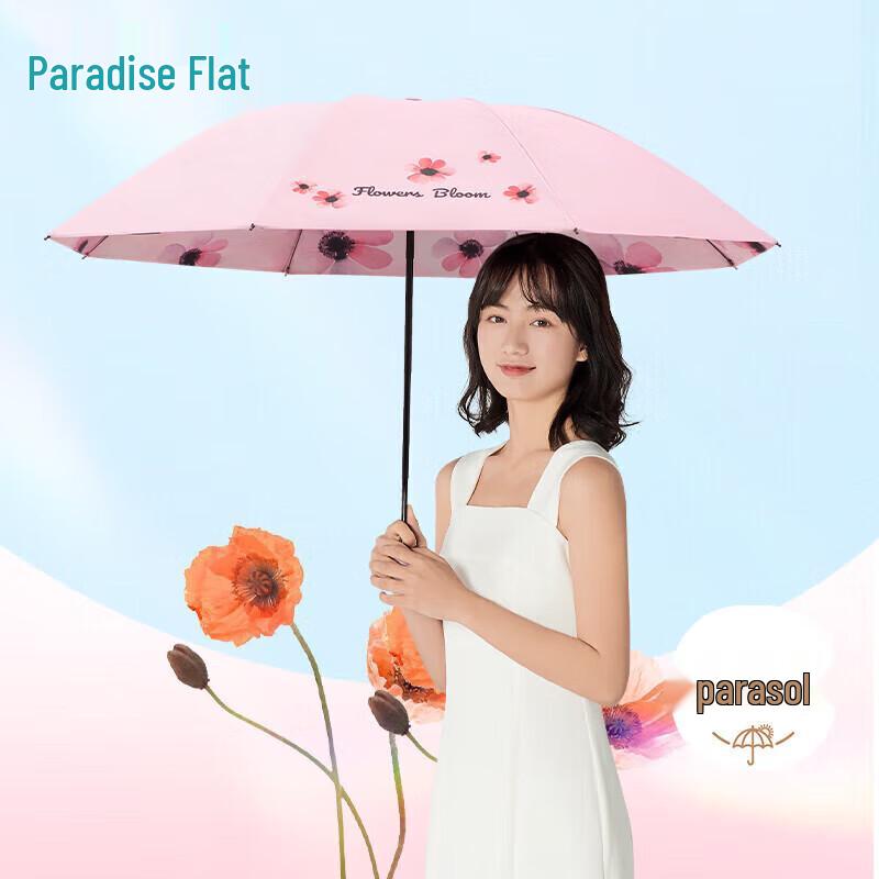 Paradise UV Protection 3-Fold Portable Sun & Rain Umbrella