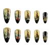 24Pcs Press On Nail Almond Glues On Nail French Fake Nail Designs False Nail Artificial Nail Gifts for Women Girls