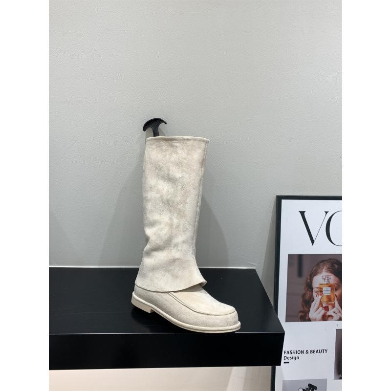 Khaki Pants Tube Boots Knight Boots Women's Boots 2025 Autumn and Winter Vintage Suede Skinny Boots Medium Boots