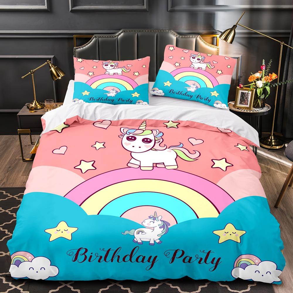 Magical Unicorn Bedding Sets Quilt Bed Cover Comforter Duvet Cover Pillow Case 2-3 Pieces Sets Kids Adult Bedroom Decoration