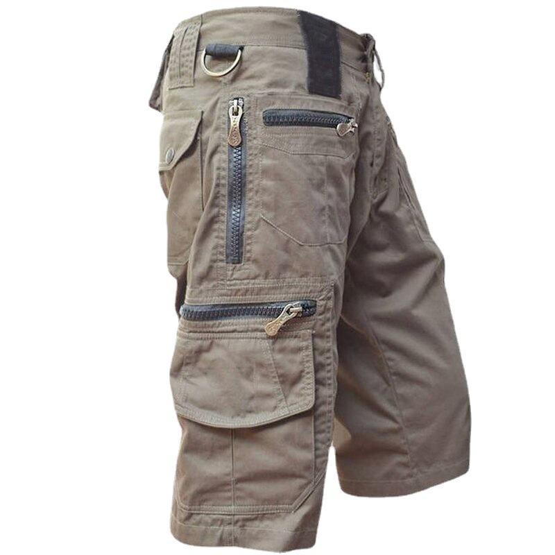 Herren-Shorts, locker sitzende, gerade Röhre, Sommermode, lässig, mehrere Taschen, Arbeitshose aus reiner Baumwolle