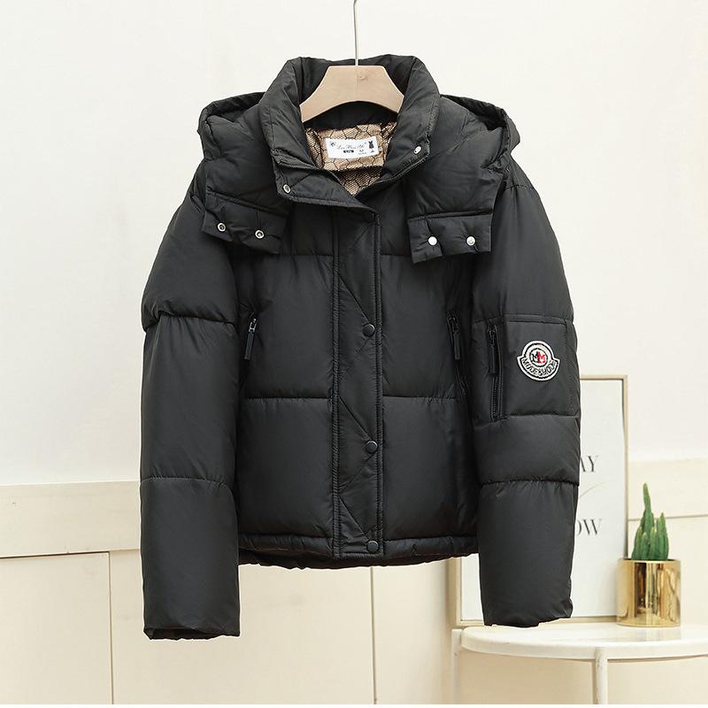 Padded clothes hooded leave-in solid color 2025 new small thickened warm winter jacket padded jacket