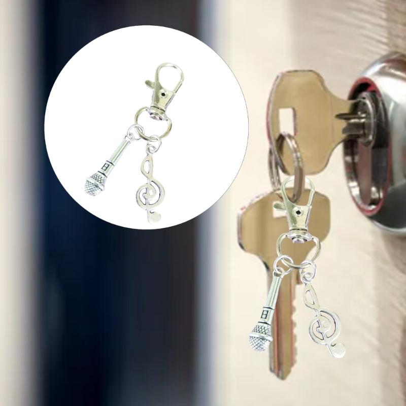 Creative Hip Hop Themed Keychain Featuring Microphone And Note Pendant Suitable For Music Fan