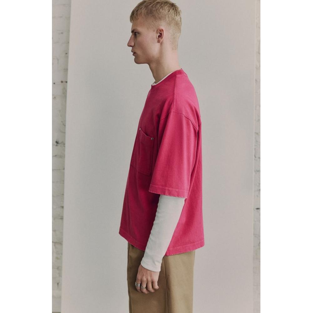 H M wasHed T sHirT cHerry Color