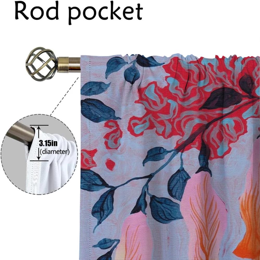 Persienner Abstrakt Blomma Heminredning Gardiner 2 Delar Eleganta Rumsgardiner för Kamera Halloween Dekoration Vardagsrumsgardin