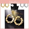 Womens Popular Alloy Round Hoop Earrings With Geometric Elements Gold Silver And