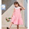 Montagut Girls' Summer Layered Collar Cotton Vest Dress