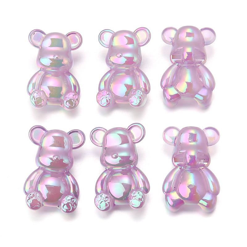 10Pcs Plated Color Acrylic Beads Cartoon Cute Rabbit Violent Bear Bead For DIY Bracelet Phone Chain Keychain Jewelry Ornament
