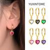 925 Silver Needle Exquisite Colorful Crystal Heart Pendant Earrings Luxury Heart Hoop Earring for Women Fashion Jewelry