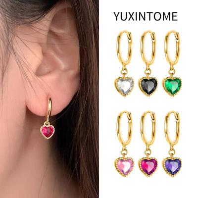 Orecchini Pendenti a Forma di Cuore in Cristallo Colorato con Monachella in Argento 925 Orecchini a Cerchio a Forma di Cuore di Lusso per Donna Gioielli alla Moda
