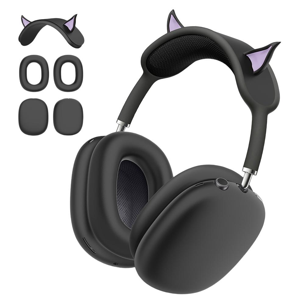 3-i-1 Silikonetui Øreputebeskytter/Ørekopper Beskytter/Pannebåndbeskytter Støtsikkert Etui for AirPods Max Trådløse Hodetelefoner