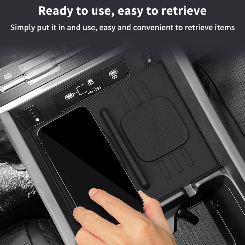 1 Piece For Hyundai Santa Fe 2024 Auto Interior Accessories Wireless Charger Mat Central Armrest Pvc Black Mats