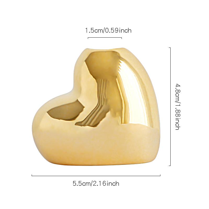 1PC Heart Shaped Bottle Creative Ceramic Bottle Gold Aromatherapy Bottle Fragrance Ornament Small Vase Simple 5.5x3.3x4.8cm