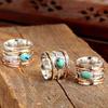Men Ring Bohemian Vintage Decorative Turquoises Three Colored Finger Ring for Dating