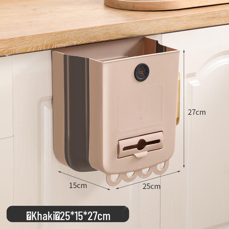Wall-Mounted Foldable Kitchen Trash Bin: Punch-Free, Large Capacity Hanging Garbage Basket