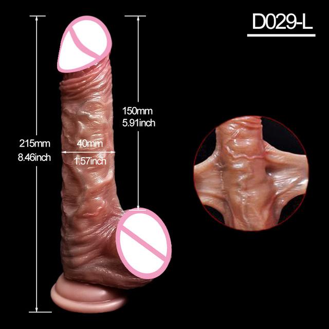 Dildo Realistico Pene da 8,5 pollici Pelle Vera Morbida Prepuzio Scorrevole Vagina Masturbazione Anale Ventosa Giocattoli Sessuali Adulti per Donne Uomo