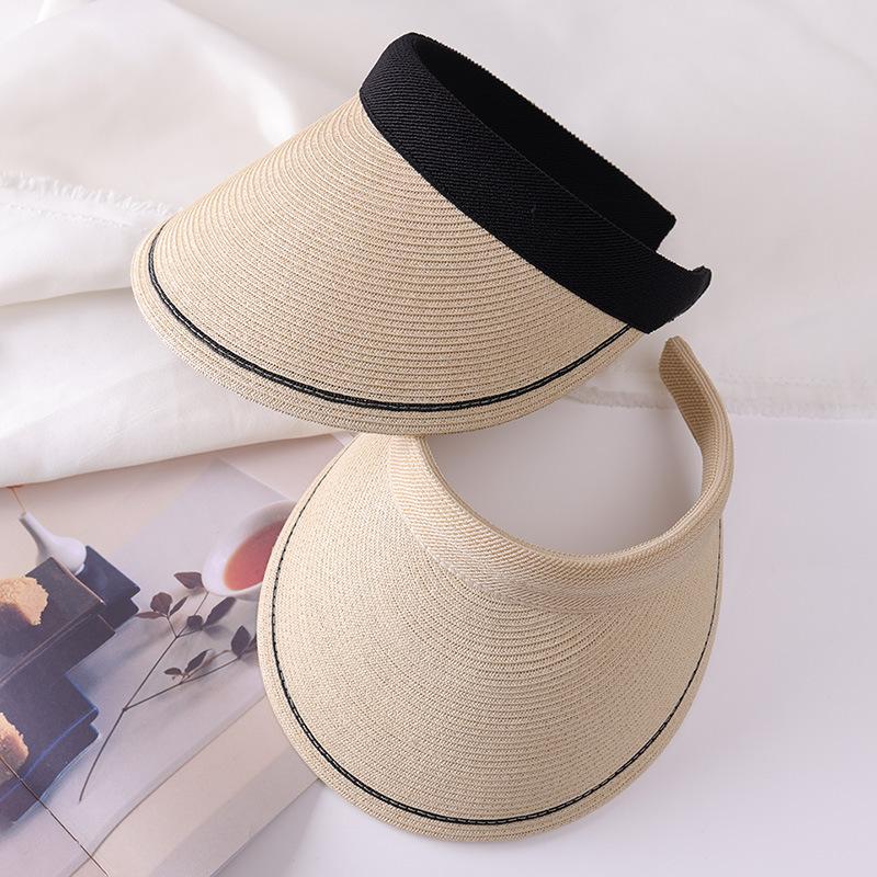Hairpin empty top hat straw hat women's summer versatile hairpin hat topless sun hat big brim face covering sun hat