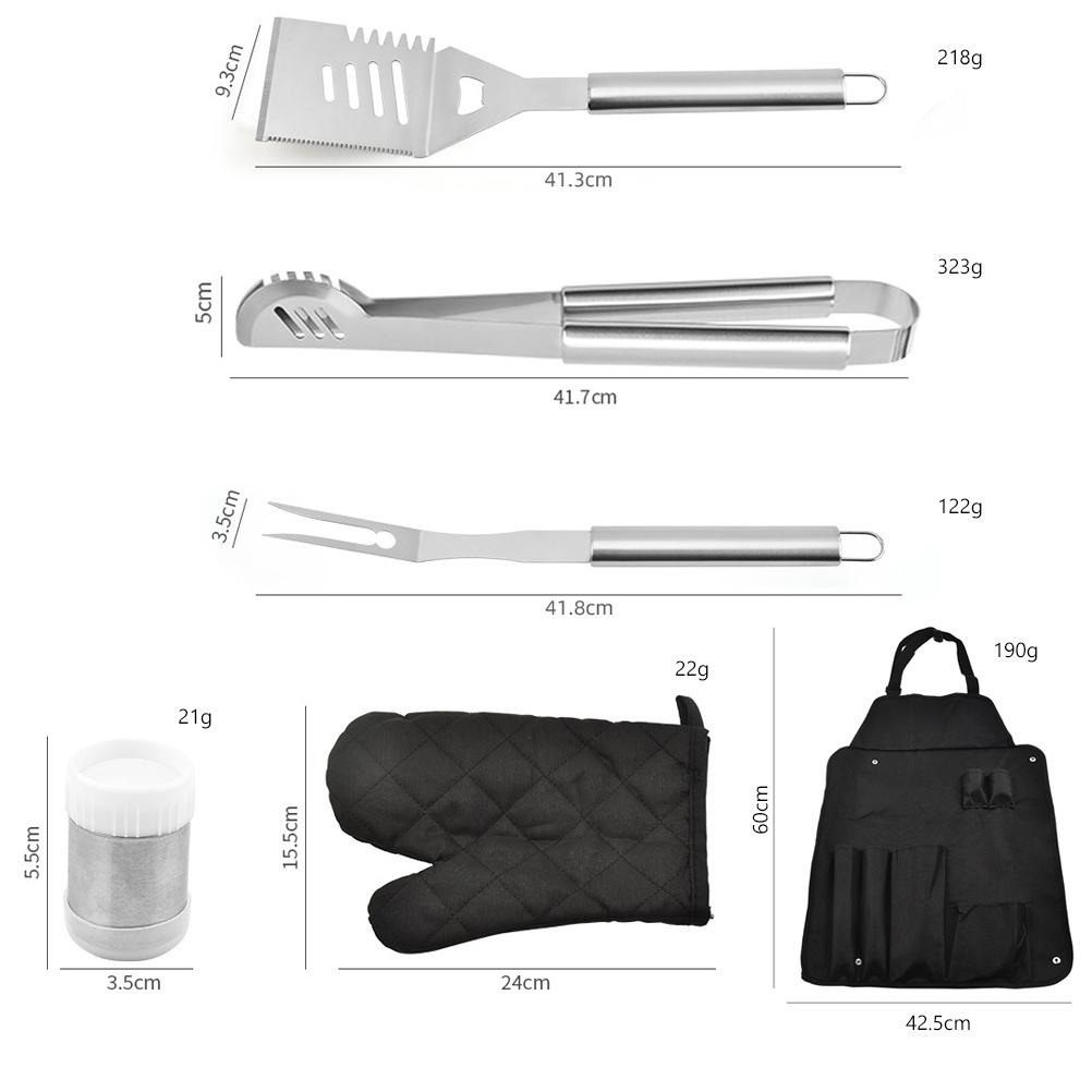 8PCS Barbecue Tools Set Stainless Steel with Storage Bag Apron Grilling Accessories for Outdoor Indoor Party Camping