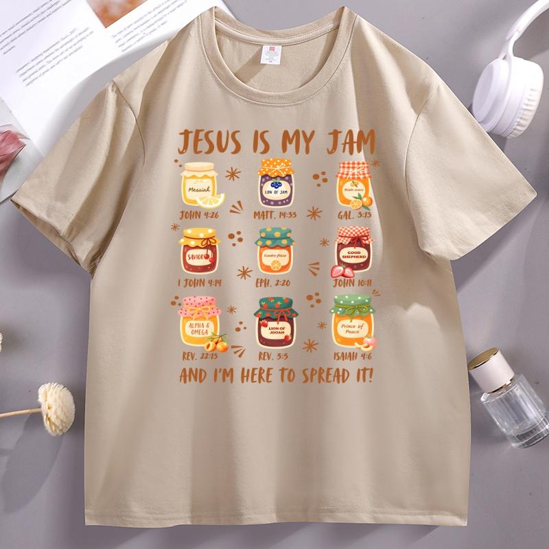 Jesus Is My Jam Tshirt Unisex Women Casual Cotton Short Sleeve Boho Christian TShirt Religious Tee Trendy Faith Unisex Clothes