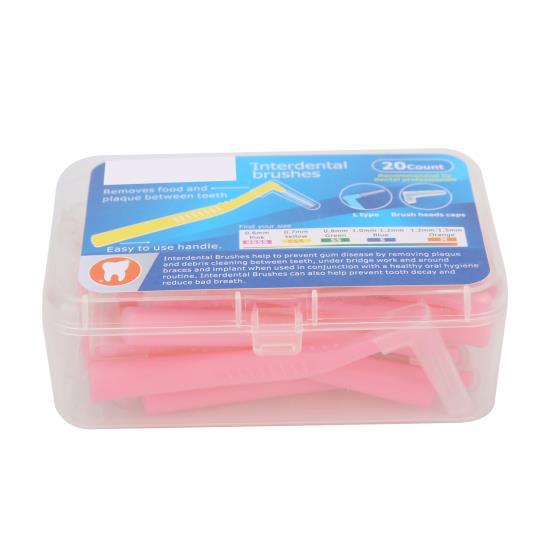 20pcs L Shape Interdental Brush Angle Cleaners  Dental Tool Teeth Cleaning Toothpick Pink 