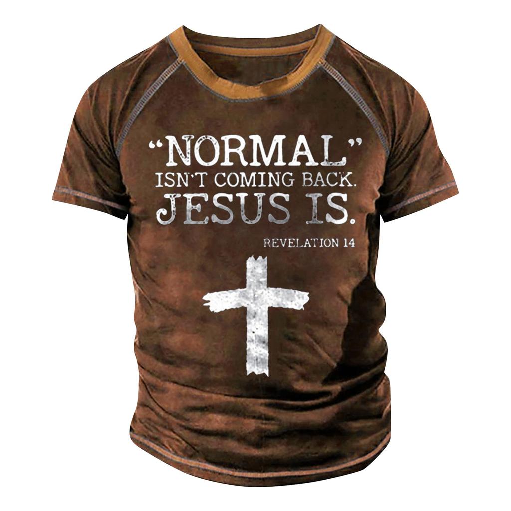 T-shirt Raglan pour hommes rétro à manches courtes col rond lettre impression hauts