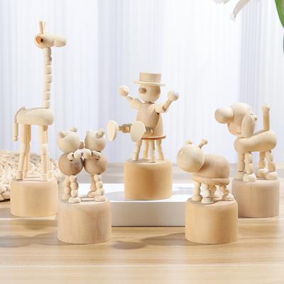 1 pieza de adornos de animales de madera, mini marioneta móvil de escritorio, juguete para decoración del hogar, manualidades, regalos, estantería para libros, decoración divertida.