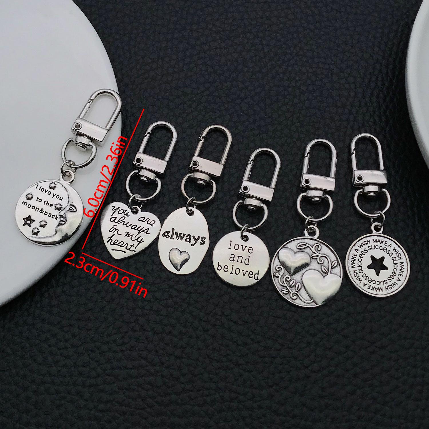 6-Piece Antique Silver Heart-Shaped Letter Tags with Alloy U-Shaped Buckle - Pet Accessory Pendants