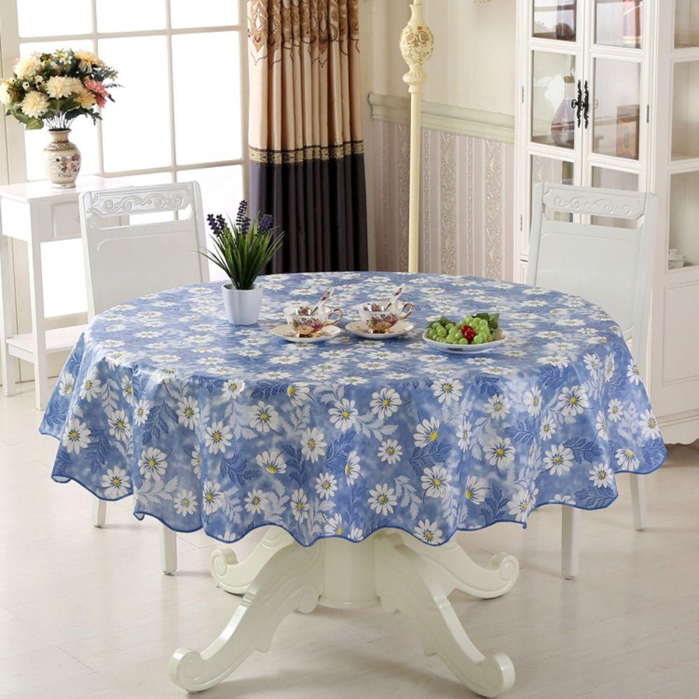 Flower Pattern Printed Tablecloth Oil-proof Table Cover Rose Round Table Cloth  Home Decoration