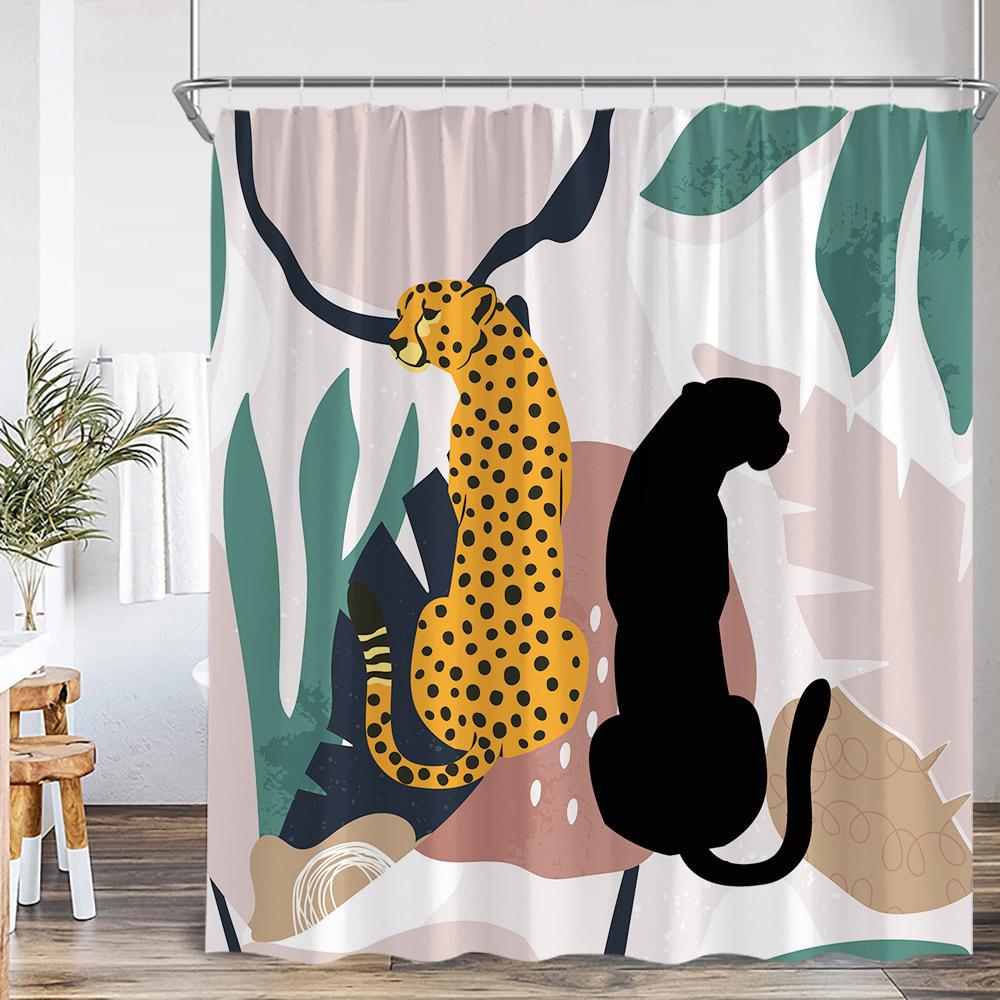 Abstrakta duschdraperier Nordisk mid-century-stil Badrumsdekorationer Modern minimalistisk badkarsgardin Polyester Badrumsdekor