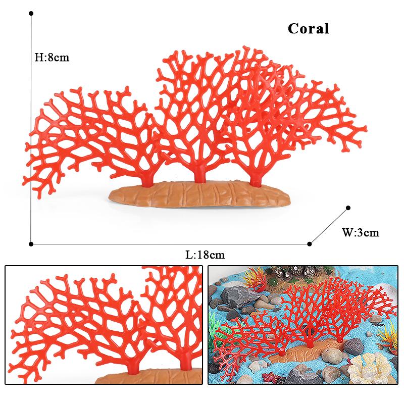Oenux Ocean Animals Model Jellyfish Starfish Sea Anemone Coral Action Figures Aquarium PVC Miniature Educational Kids Toy Gift
