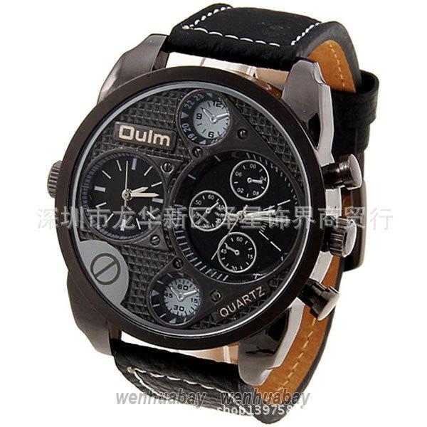 Ou Radium Men'S Watch Alloy Two-Way Travel Time Sports Watch 9316 Black Case Waterproof Watch Large Dial
