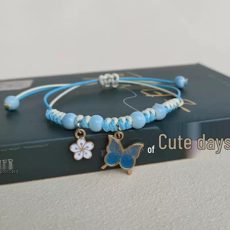 

Bestie Fairy Two-Person Ceramic Couple Bracelet: Ancient Style, Cute Woven Rope Design for Children & Students.