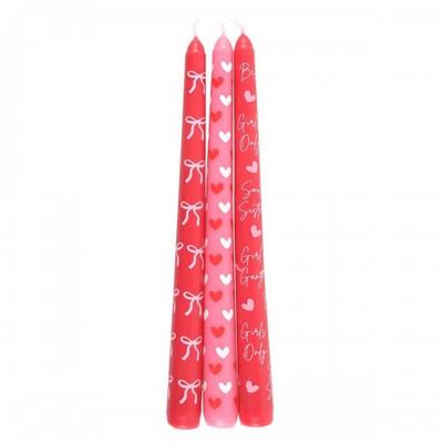 Girl Gang Bow and Heart Taper Candle (Pack of 3)