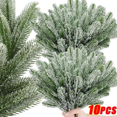 10/5 stuks Kerst Kunstmatige Dennenaalden Takken Sneeuwdennen Nep Planten DIY Kerstboom Krans Ornamenten Huis Kerst Nieuwjaarscadeaus