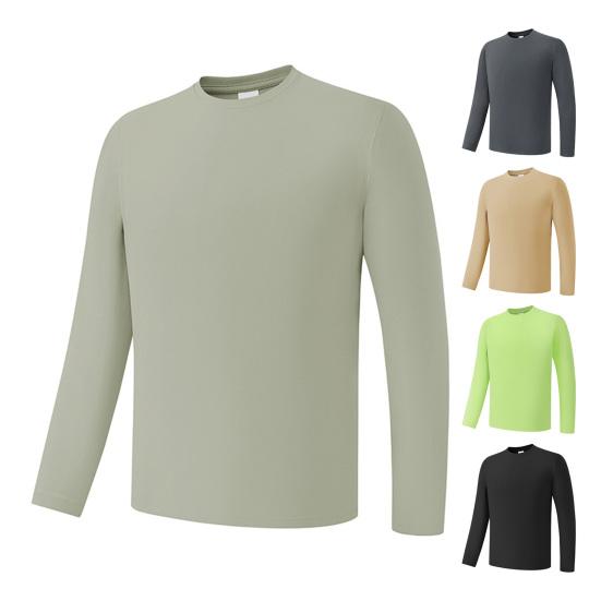Męskie Koszulki z Okrągłym Dekoltem i Długim Rękawem Szybkoschnące Sportowe Lekkie Oddychające Regularny Krój Casualowy Fitness Codzienne