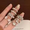 Cold Wind Zircon Pearl Opening Ring Korean Elegant Temperament Versatile Index Finger Ring Jewelry Women