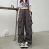 New Design High Street Overalls Women's Loose Straight Wide-leg Big Pocket Casual Retro Leggings Tide