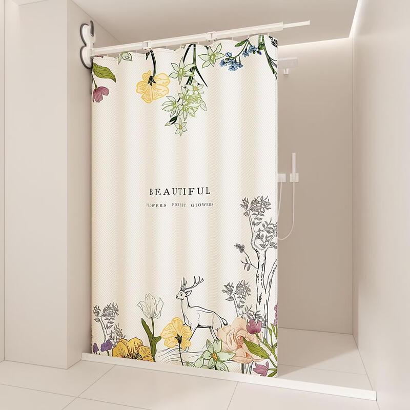YiCeng Folding Shower Curtain with Rod
