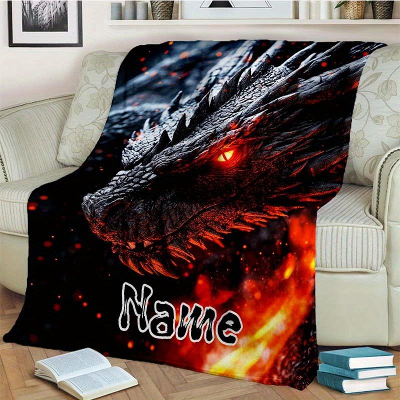 Black Dinosaur Customize Your Name Blanket Warm Comfortable And Soft Blankets Are Suitable For Home Lunch Break Blanket Office Sofa Sofa Gift To