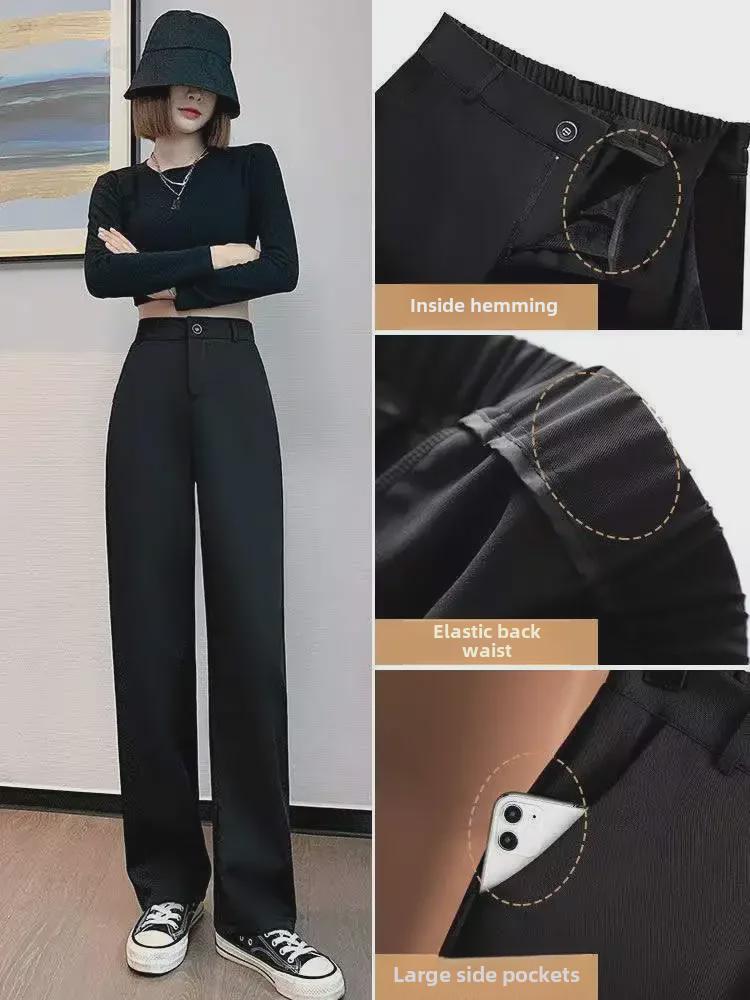 Herbst 2023 Damen High-Waist Wide-Leg Hosen im koreanischen Stil – Modisch, vielseitig und stilvoll.