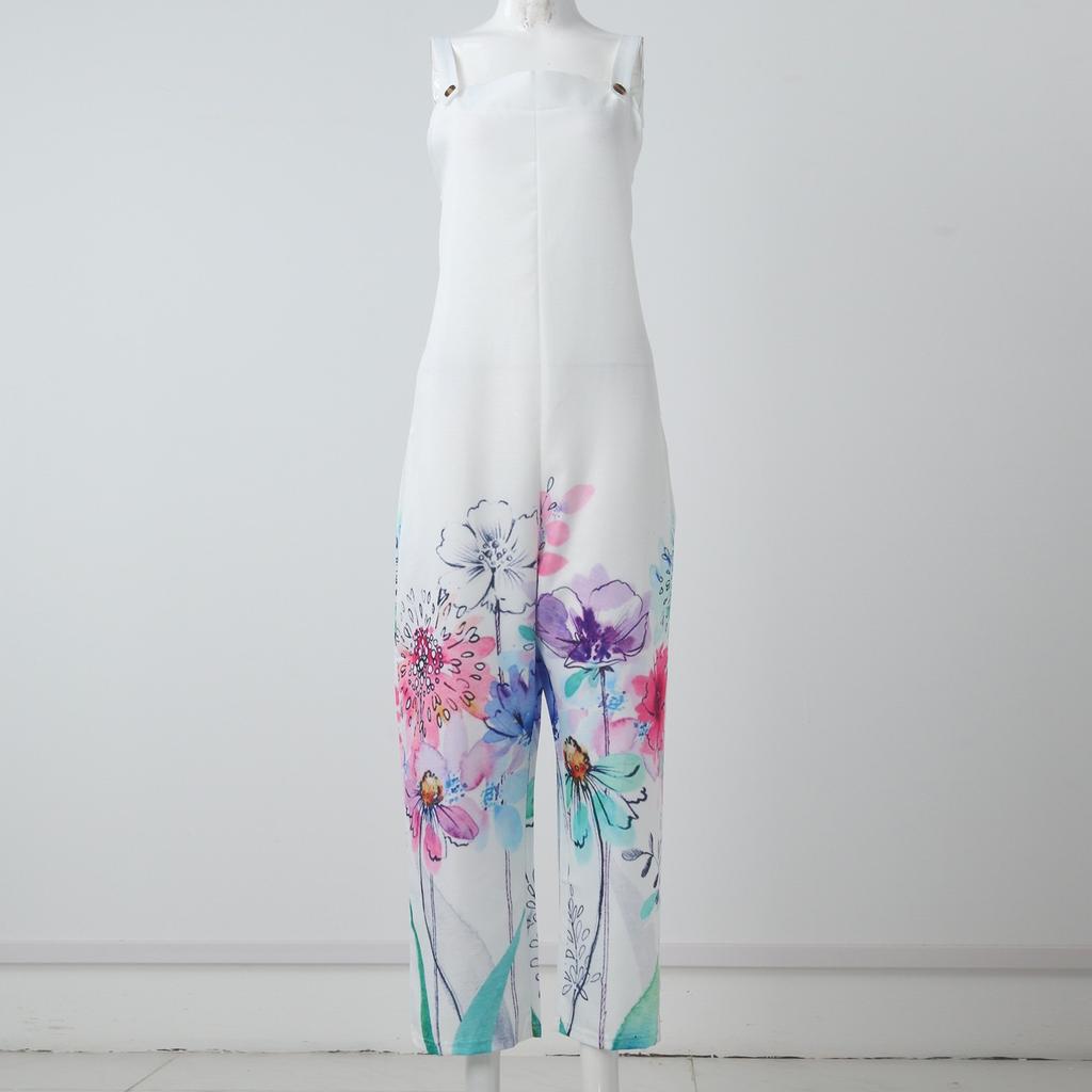 Damenmode Sommer süßer lockerer lässiger Druck Retro-Trägeroverall